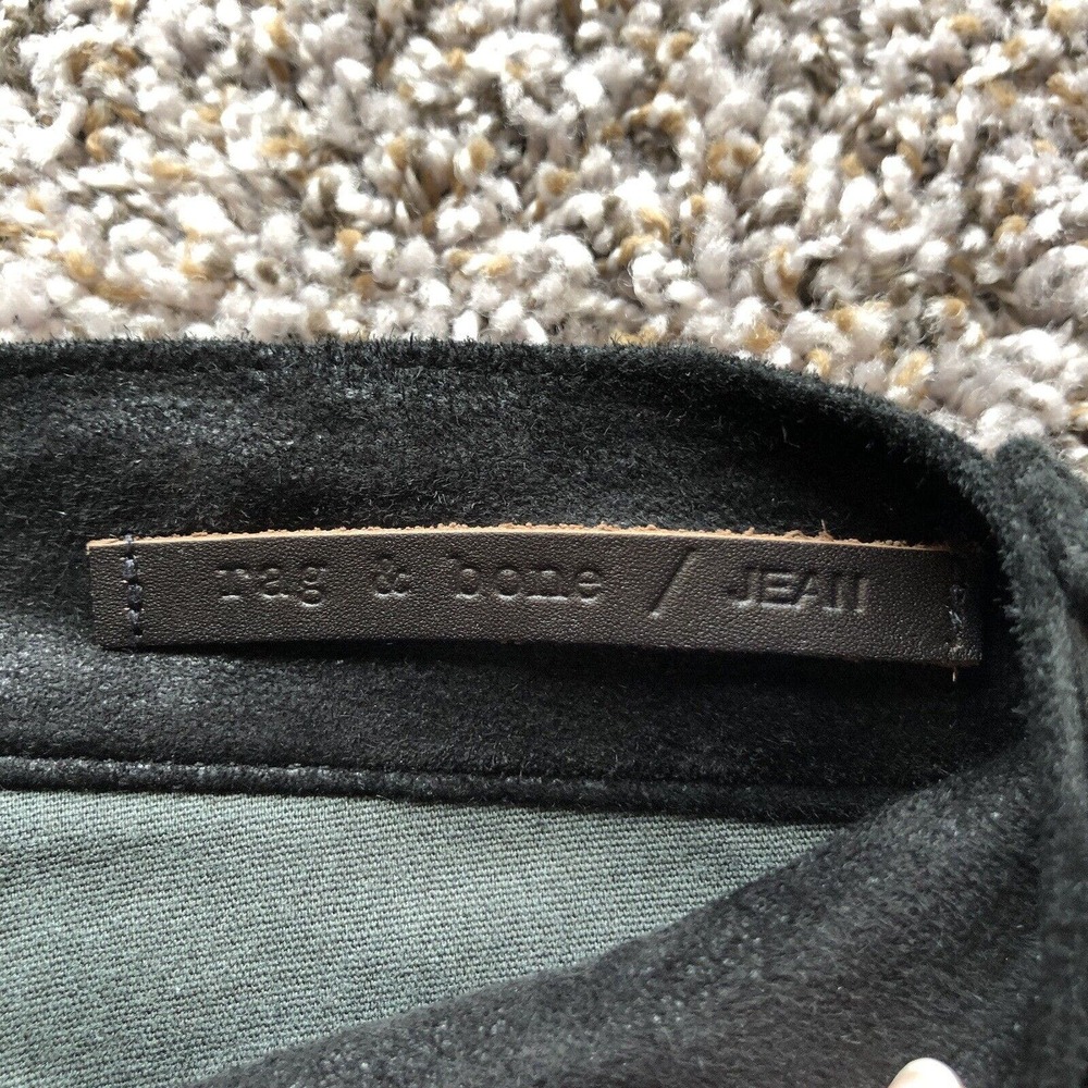 Rag & Bone Lamb Leather Jeans 26 Black Suede Zipper Pockets & Ankles Skinny - Picture 5 of 13